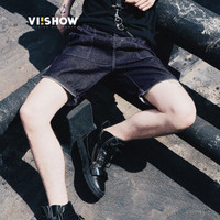 威秀 viishow 牛仔短裤男修身欧美街头潮流五分中裤青年裤子ND851252 黑色 33