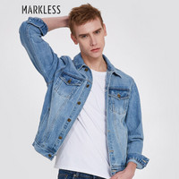 Markless 牛仔外套男水洗复古简约男士青年夹克JKA8102M牛仔蓝185/100（XXL）