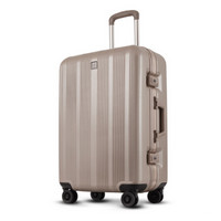 愛可樂 ECHOLAC 铝框拉杆箱 万向轮防刮旅行箱 双排8轮TSA海关密码锁行李箱 PCT098E 金色 20英寸