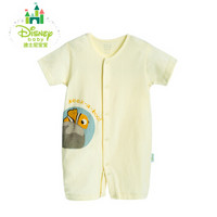 迪士尼(Disney)婴儿连体衣夏季男女宝宝短袖前开哈衣爬服162L676 淡黄 6个月/身高66cm