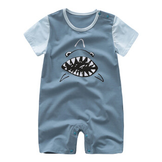馨颂 婴儿衣服宝宝短袖连体衣爬服婴幼儿内衣外出服 P189C1 深海蓝 66