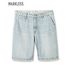 Markless 牛仔裤男青年直筒休闲修身沙滩牛仔短裤DKA7924M条纹牛仔170/M（2.4尺）