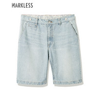 Markless 牛仔裤男青年直筒休闲修身沙滩牛仔短裤DKA7924M条纹牛仔185/XXL（2.76尺）