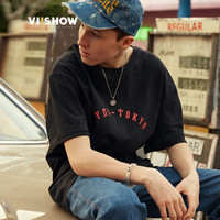 威秀 viishow 短袖T恤男 印花圆领潮流半袖男装男生衣服TD1517182 黑色 XXL