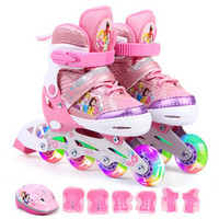 迪士尼(Disney)溜冰鞋儿童全闪光轮滑鞋套装可调旱冰鞋DCB71250-D8公主31-34