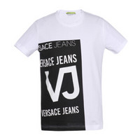 VERSACE JEANS 范思哲 奢侈品 春夏款 男士白色棉质圆领字母logo短袖T恤 B3GRB76D 30134 003 M码