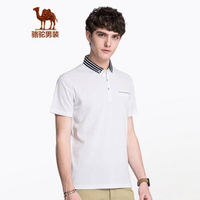 骆驼（CAMEL）男装 衬衫领短袖t恤男生打底衫棉质舒适上衣潮 X8B024042 白色L