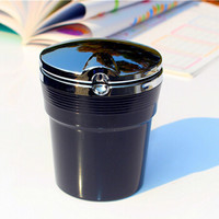 KOOLIFE 车载烟灰缸 带灯汽车烟灰缸带盖 创意车内小饰 烟灰缸 车载 烟灰桶汽车用品烟灰盒 银黑色