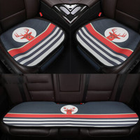 紫风铃 汽车坐垫三件套夏季可爱卡通汽车座垫小方垫前排单片四季通用 防滑办公座椅垫KA 3件套-升级版-时尚鹿