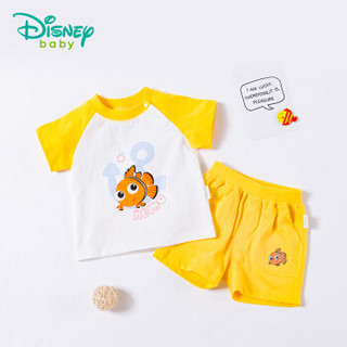 迪士尼(Disney)儿童套装男童2018年夏装男宝宝纯棉2件套装182T763 黄色 5岁/身高120cm