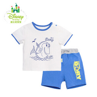 迪士尼(Disney)儿童套装夏季男童纯棉两件套休闲外出服172T683 白色 6个月/身高66cm