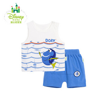 迪士尼(Disney)童装男童套装夏季纯棉肩开扣短袖外出服172T680 宝蓝 6个月/身高66cm