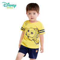 迪士尼(Disney)男童套装夏季纯棉肩开扣短袖运动装外出服182T762 黄色 4岁/身高110cm
