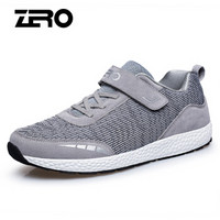 零度(ZERO)中年爸爸健步防滑软底运动休闲男士编织舒适透气健康老人鞋 K82500M 灰色 40