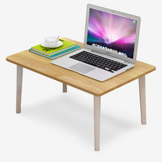 雅美乐 床上电脑桌 折叠书桌笔记本小桌子床上小饭桌钢木60*40 金橡木色YZ159