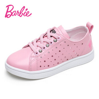 芭比 BARBIE 童鞋 女童运动鞋 小白鞋 镂空公主鞋 儿童运动鞋 2028 粉色 35