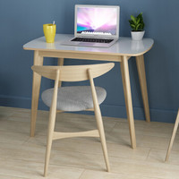 普拉塔（PULATA） 电脑桌 台式家用现代简约办公书桌 实木腿北欧环保烤漆笔记本桌子 暖白色PLT8050