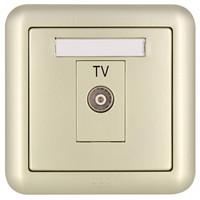 ABB开关插座面板 一位带一分支电视插座 86型有线TV插座 德静系列 金色 AJ304-PG