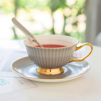 乐享 北欧骨瓷咖啡杯套装创意情侣杯陶瓷水杯茶杯碟子3件装