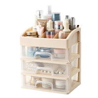 Vilscijon维简抽屉式透明化妆品收纳盒 塑料收纳箱 桌面整理盒 梳妆台护肤品 2273 透明