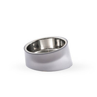 pidan冰山斜口碗 半透明灰色 保护颈椎宠物碗防滑狗碗单碗不锈钢狗食盆