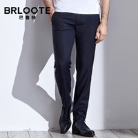 Brloote/巴鲁特休闲裤 羊毛混纺修身小脚长裤男士2018春夏商务休闲裤子 藏青 175/82A