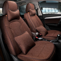 紫风铃 奥迪Q3专用汽车坐垫仿亚麻布艺全包围专车订制原车纹路汽车座垫四季通用座套 现货 G32红棕-豪华版