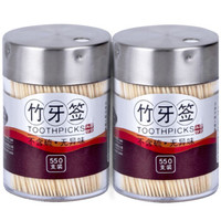 唐宗筷 罐装 桶装一次性家用竹牙签 水果叉子 筒装牙签 550支*2个装 C1901
