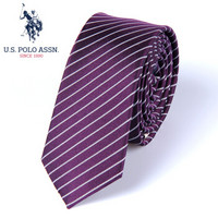 美国马球协会 U.S. POLO ASSN.U.S. POLO ASSN 真丝领带男5cm窄款商务正装新郎结婚律师男士领带休闲百搭学生礼盒装 SLDOO-60003 紫色条纹