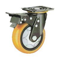 常成（chamcen）8寸平底边刹重型高橙黄色聚氨酯轮 C5-22B200-32E 承重430边刹车万向轮 /个