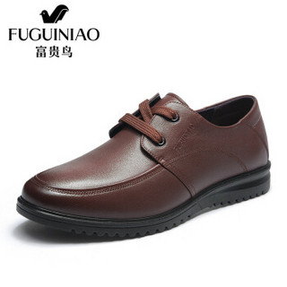 Fuguiniao 富贵鸟 时尚头层牛皮休闲鞋舒适男皮鞋 S809023 暗棕 39