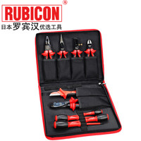 罗宾汉(RUBICON)REV-10进口绝缘电工刀尖嘴钳 螺丝刀工具包1000V耐高压斜嘴钳 老虎钳工具套装 10件套