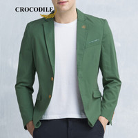 鳄鱼恤（CROCODILE）商务百搭修身西服薄外套绅士夹克西服男 98790004 果绿 185