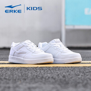 ERKE 鸿星尔克 男童鞋儿童运动鞋小白鞋大童慢跑鞋 63117101077 正白（男童） 34码