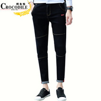 鳄鱼恤（CROCODILE）牛仔裤 男士韩版修身弹力小脚休闲裤 688017 黑色 31