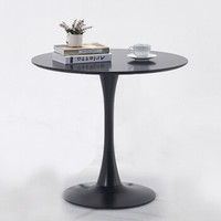 百思宜 洽谈圆桌现代简约餐桌售楼处酒店会所接待桌子 80cm黑色