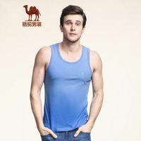 骆驼（CAMEL）男装 微弹圆领时尚纯色修身日常休闲背心 男士 X6N214294 天蓝M