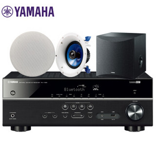 雅马哈（Yamaha）RX-V385+NS-IC600+SW050 音响 音箱 吸顶式音响 背景音乐蓝牙音响 USB音响（4件套）