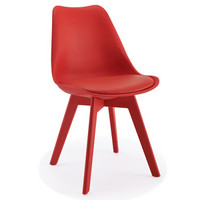 百思宜 休闲塑料餐椅 现代简约创意伊姆斯椅子彩色书桌椅洽谈桌椅 红色