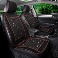 紫风铃冰丝汽车坐垫单片透气夏季椅垫坐垫凉垫夏天编织网布汽车座垫车垫子四季通用单张 冰丝-黑红色