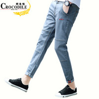 鳄鱼恤（CROCODILE）牛仔裤 男士韩版修身弹力小脚休闲裤 688017 灰色 30
