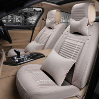 紫风铃四季通用汽车坐垫仿亚麻全包围四季垫汽车座垫迈腾宝来轩逸朗逸哈弗帝豪宝马奥迪A09 卡其色舒适版