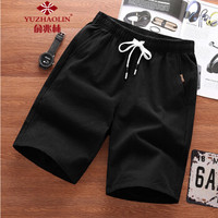 俞兆林（YUZHAOLIN）休闲短裤 男士时尚潮流简约纯色五分短裤YF555黑色2XL
