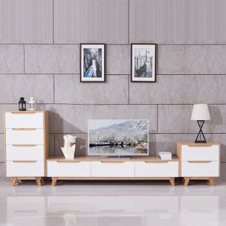 A家家具 北欧茶几电视柜组合烤漆现代简约客厅原木色水曲柳组合墙 DB1611