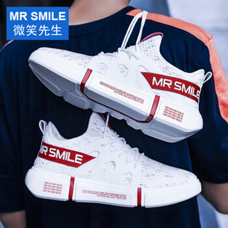 MR SMILE 微笑先生 透气韩版潮流百搭英伦运动休闲ins超火的男鞋 8865 白色44