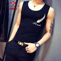 俞兆林（YUZHAOLIN）背心 男士时尚休闲无袖印花圆领打底背心B353-B01黑色3XL