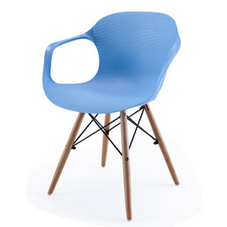 百思宜 时尚靠背塑料扶手椅子 现代简约扶手防滑镂空椅休闲创意椅子餐椅洽谈椅 蓝色