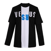 VERSACE 范思哲 奢侈品男士棉质圆领字母logo长袖T恤衫 BU90638A BJ10388 B1008