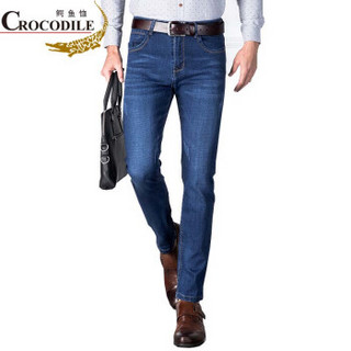 鳄鱼恤（CROCODILE）牛仔裤 男士修身直筒弹力小脚裤男 N018 蓝色 36