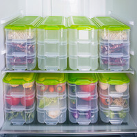 四季沐歌（micoe）冰箱保鲜盒塑料密封盒加长型食品储物收纳盒 3个装带一盖子 WS001